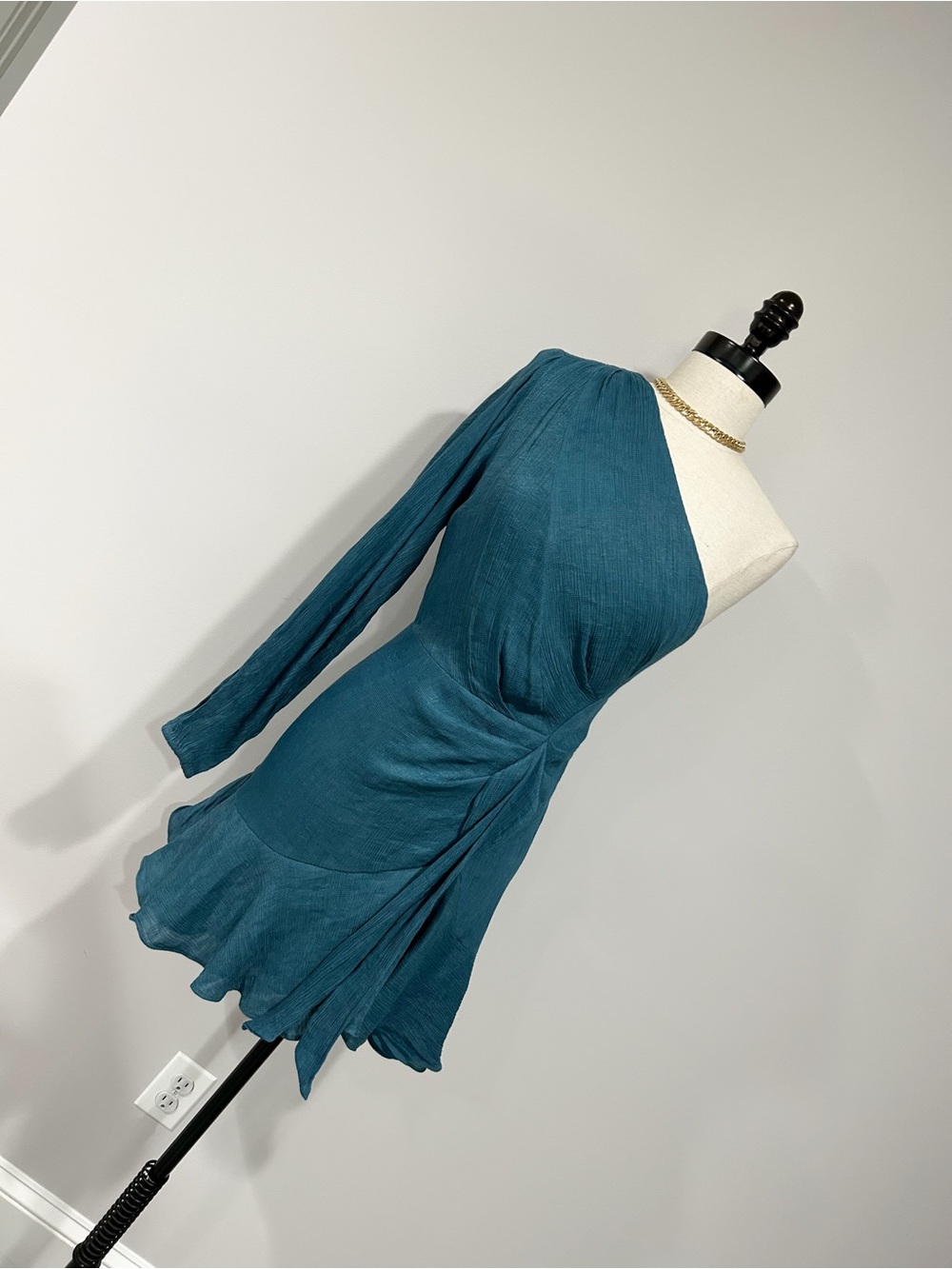 Lush Teal One-Shoulder Mini Dress